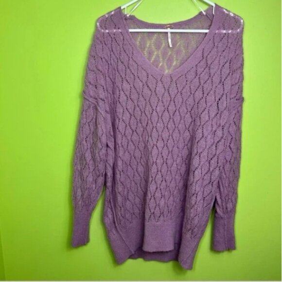 Free People Say Hello Oversized Tunic lilac Sweater size S - Picture 1 of 5